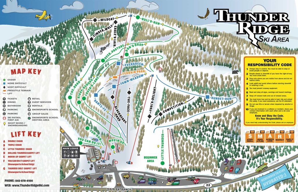 Thunder Ridge Ski Area Map provided by Metro Limousine & Party Bus Service